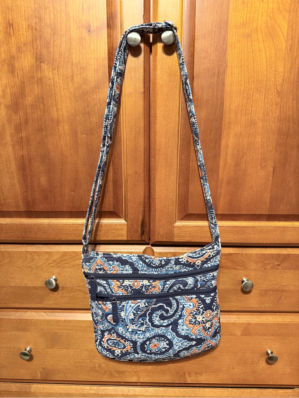Vera Bradley Navy and Orange Paisley Quilted Crossbody